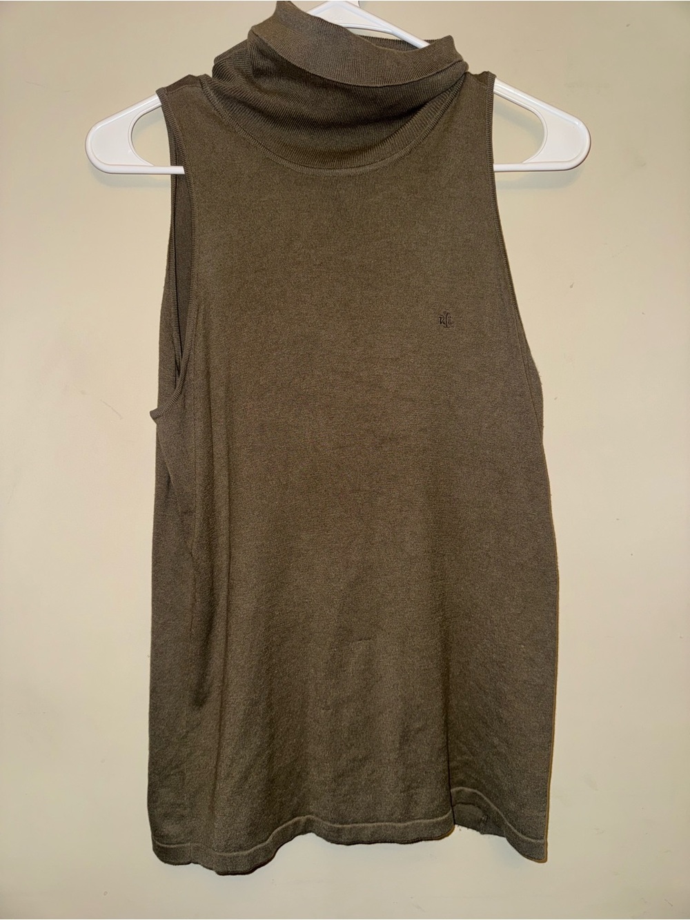 Ralph Lauren Olive Green Sleeveless Turtleneck Tank